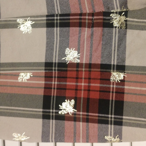 Urban Outfitters High Waist Plaid Bee Print Cropped Trousers Size 0 - Picture 7 of 10